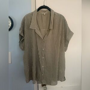Lucky Brand Gingham Short Sleeve Button Down Shirt